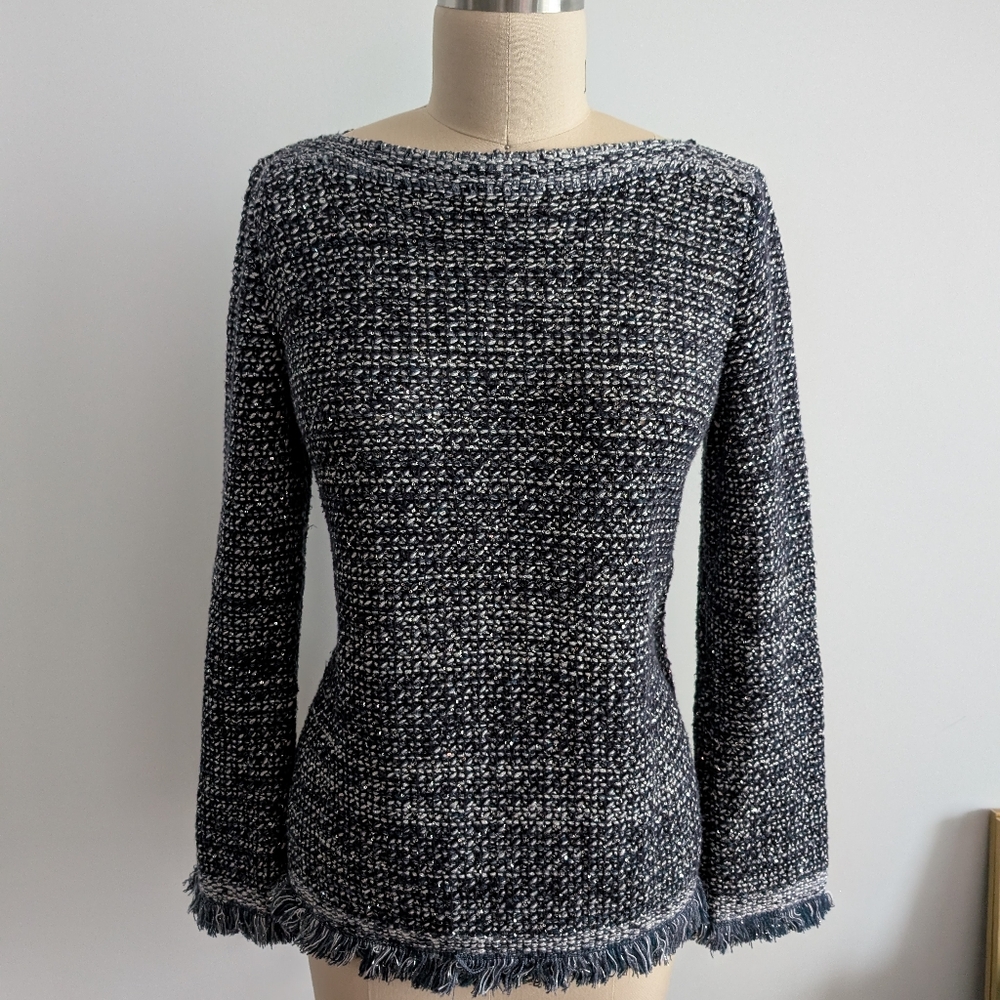 Ann Taylor - Navy Sequin Cotton Sweater